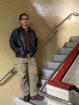 「アイテム（キャスケット）」を使った、ORTHさん（メンズ・170cm）の秋コーディネート