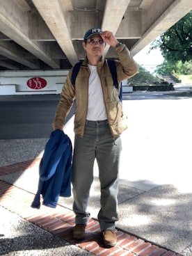 「アイテム（バックパック/リュック）」を使った、ORTHさん（メンズ・170cm）の冬コーディネート