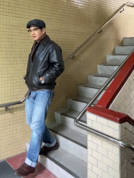 「アイテム（トップス）」を使った、ORTHさん（メンズ・170cm）の秋コーディネート