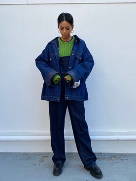 「ニット/セーター」｜「アイテム（デニムジャケット）」を使った、sūdoさん（レディース・167cm）の秋コーディネート