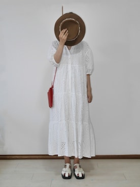 「HVC（エイチブイシー）のアイテム（帽子）」を使った、りり🌷さん（レディース・160cm）の夏コーディネート