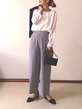「Te chichi（テチチ）のアイテム（スラックス）」を使った、りり🌷さん（レディース・160cm）の春コーディネート