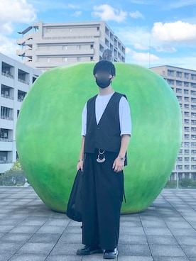 「Lui's（ルイス）のナローベルト（ベルト）」を使った、simuさん（メンズ・168cm）の夏コーディネート