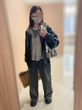 「ラメ」｜「アイテム（ブルゾン）」を使った、ayuさん（レディース・162cm）の冬コーディネート