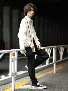 「JUNRED（ジュンレッド）のアイテム（ショルダーバッグ）」を使った、TOBIさん（メンズ・168cm）の秋コーディネート