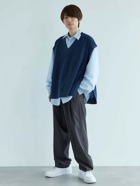 「JUNRED（ジュンレッド）のアイテム（ベスト）」を使った、TOBIさん（メンズ・168cm）の秋コーディネート