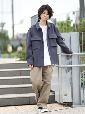 「JUNRED（ジュンレッド）のアイテム（チノパンツ）」を使った、TOBIさん（メンズ・168cm）の秋コーディネート