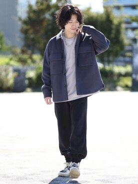 「JUNRED（ジュンレッド）のアイテム（スウェットパンツ）」を使った、TOBIさん（メンズ・168cm）の秋コーディネート