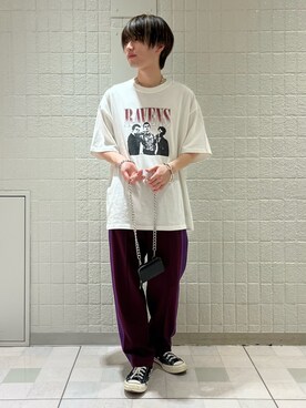 「re_k by JUNRED（レクバイジュンレッド）のアイテム（ショルダーバッグ）」を使った、TOBIさん（メンズ・168cm）の春コーディネート