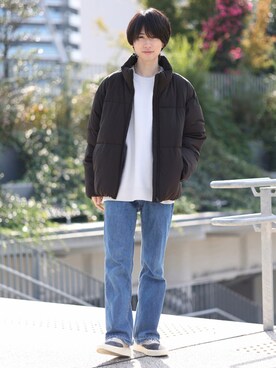 「JUNRED（ジュンレッド）のアイテム（ダウンジャケット/コート）」を使った、TOBIさん（メンズ・168cm）の秋コーディネート