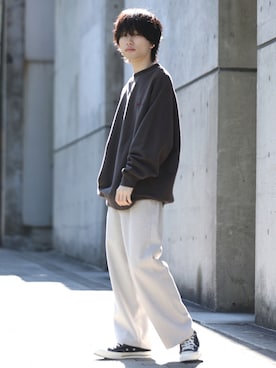 「JUNRED（ジュンレッド）のアイテム（スウェット）」を使った、TOBIさん（メンズ・168cm）の秋コーディネート
