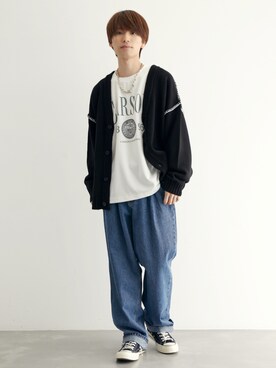 「JUNRED（ジュンレッド）のアイテム（カーディガン/ボレロ）」を使った、TOBIさん（メンズ・168cm）の秋コーディネート