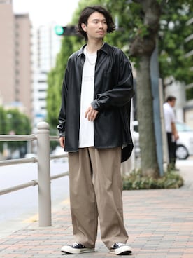 「JUNRED（ジュンレッド）のアイテム（チノパンツ）」を使った、TOBIさん（メンズ・168cm）の秋コーディネート