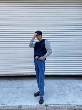 「ごきげんウィーク」｜「アイテム（スウェット）」を使った、Hirotoさん（メンズ・176cm）の春コーディネート