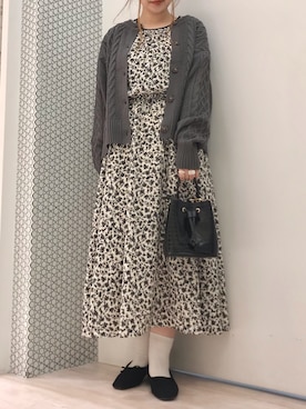 「ケーブルカーディガン」｜「アイテム（ワンピース/ドレス）」を使った、𝕒𝕪𝕒𝕘𝕠𝕟 *さん（レディース・164cm）の秋コーディネート