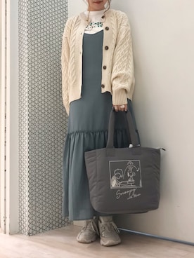 「ケーブルカーディガン」｜「アイテム（ワンピース/ドレス）」を使った、𝕒𝕪𝕒𝕘𝕠𝕟 *さん（レディース・164cm）の秋コーディネート