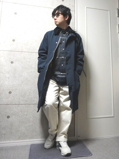 Barbour ステンカラーコート 40 ネイビー SHIPS別注】Barbour: 3/4 COAT 4oz WAX COTTON（ステンカラー