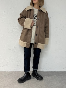 「apres jour mignon（アプレジュールミニョン）のアイテム（ジャケット/アウター）」を使った、apresjour mignonさん（レディース・154cm）の冬コーディネート