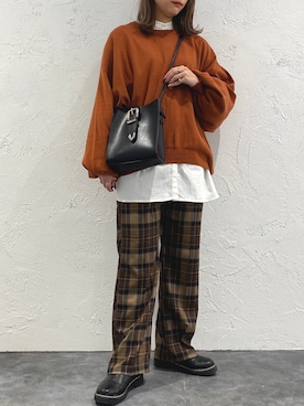「ビッグシャツ」｜「アイテム（ブーツ）」を使った、apresjour mignonさん（レディース・159cm）の秋コーディネート