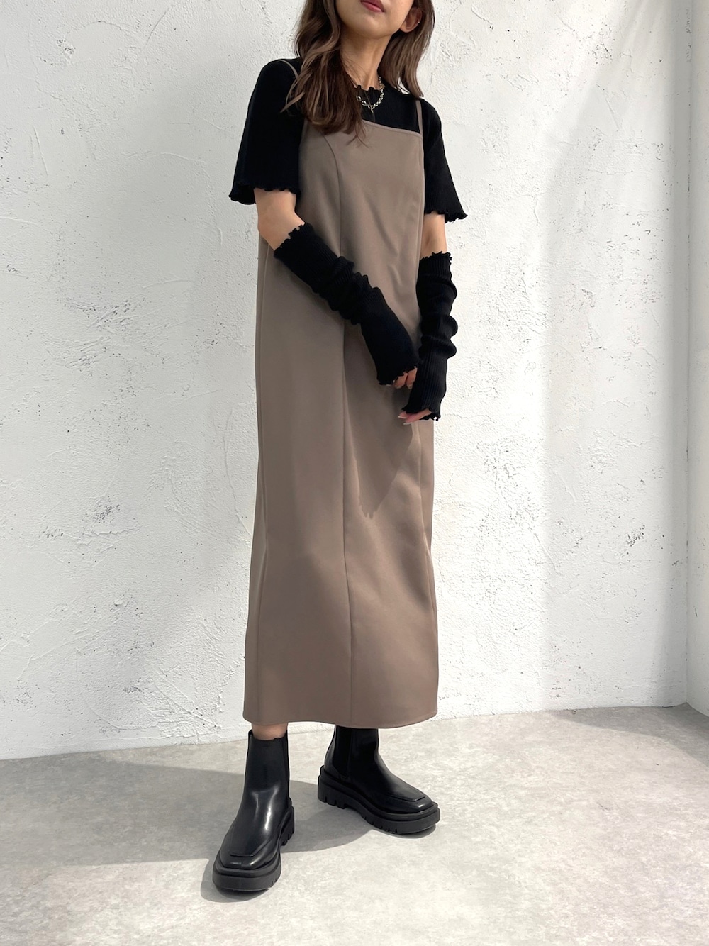 「今後の新作です‼︎のアイテム（ブーツ、ブラック系）」を使った、apresjour mignonさん（レディース・154cm）の夏コーディネートの1枚目の写真