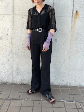 「アイテム（アームカバー、パープル系）」を使った、apresjour mignonさん（レディース・154cm）の夏コーディネート