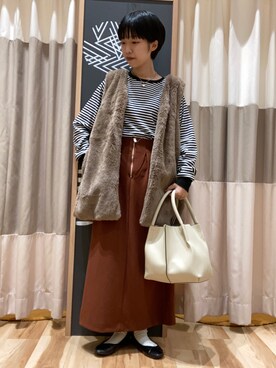 「Samansa Mos2 blue（サマンサモスモスブルー）のアイテム（スカート、オレンジ系）」を使った、ささきささん（レディース・150cm）の秋コーディネート