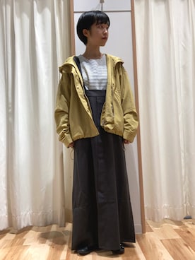 「Samansa Mos2 blue」｜「アイテム（ジャンパースカート）」を使った、ささきささん（レディース・150cm）の秋コーディネート