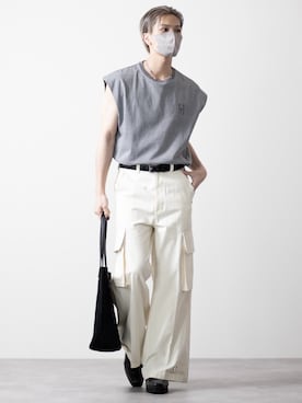 「CLEL（クレイル）の【CLEL】Vintage Design Sleeveless Print T-Shirt/ヴィンテージデザイン ノースリーブプリントTシャツ（Tシャツ/カットソー）」を使った、MASAKIさん（メンズ・168cm・20代）の夏コーディネート