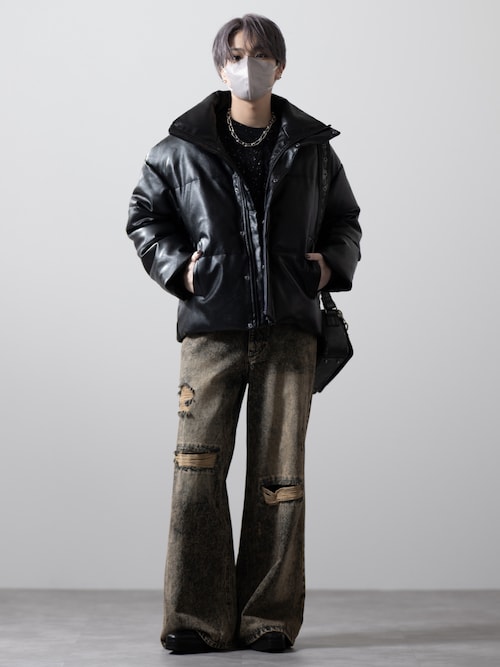 CLEL】Foil Print Cable Crew Neck Knit / 箔プリント ケーブルクルー