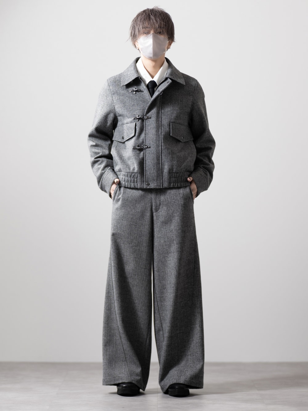 CLEL】Wool Blend Herringbone Tweed 3D Pants / ウールブレンド