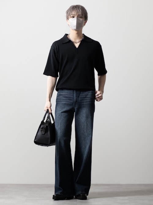 「CLEL(クレイル)の【CLEL】Giza Cotton Short Sleeve Skipper Polo Shirt / ギザコットン 半袖スキッパーポロシャツ(Tシャツ/カットソー)」を使った、MASAKIさん(メンズ・168cm)の夏コーディネート