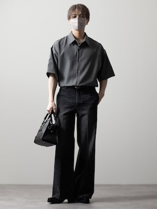 「CLEL(クレイル)の【CLEL】TR Loose Half Sleeve Regular Collar Shirt / TR ルーズ半袖レギュラーカラーシャツ【セットアップ対応】(シャツ/ブラウス)」を使った、MASAKIさん(メンズ・168cm)の春コーディネート