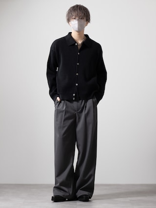 「CLEL（クレイル）の【CLEL】Basic/Spray Rib Knit Shirt Cardigan / ベーシック/スプレー畦編みニットシャツカーディガン（カーディガン/ボレロ）」を使った、MASAKIさん（メンズ・168cm）の冬コーディネート