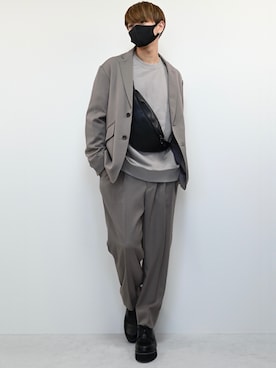 「WYM LIDNM（ウィム バイ リドム）のRELAX DRAPE SET-UP/セットアップ（セットアップ）」を使った、MASAKIさん（メンズ・168cm）の春コーディネート