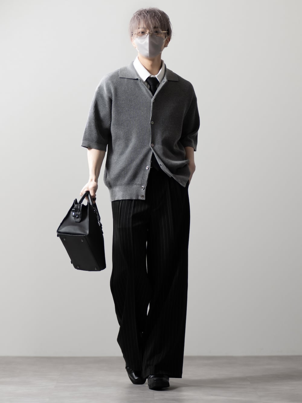 CLEL】Basic/Spray Rib Knit Short Sleeve Shirt Cardigan