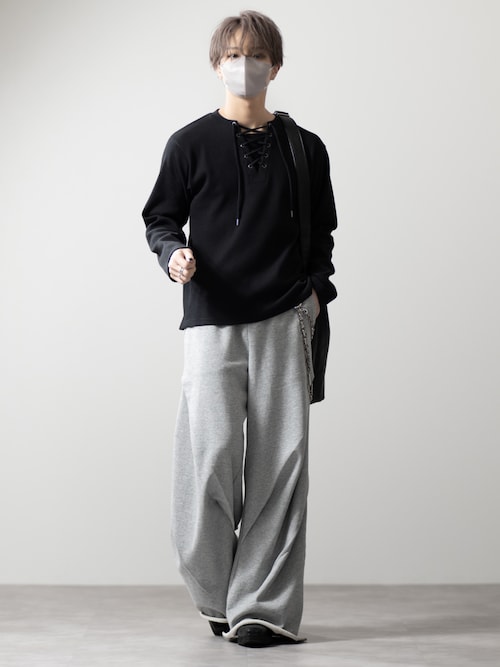 「CLEL(クレイル)の【CLEL】Functionary Thermal Lace-Up T-Shirt / ファンクショナリー サーマルレースアップTシャツ(ロンT)(Tシャツ/カットソー)」を使った、MASAKIさん(メンズ・168cm)の冬コーディネート