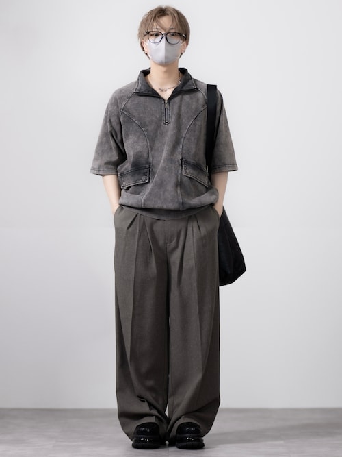 【CLEL】Heavy Weight Vintage Design Short Sleeve Half Zip T-shirts / ヘビーウェイトヴィンテージデザイン半袖ハーフジップTシャツ