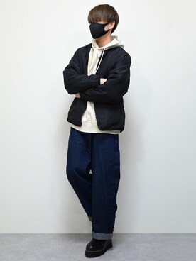 「ITEMS URBANRESEARCH（アイテムズ アーバンリサーチ）のアイテム（マウンテンパーカー）」を使った、MASAKIさん（メンズ・168cm）の冬コーディネート