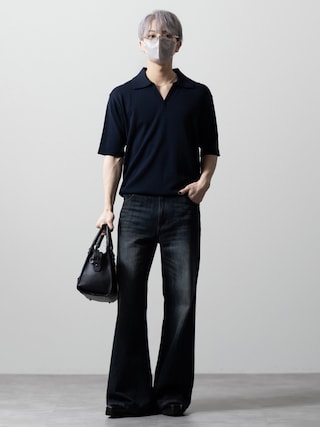 「CLEL（クレイル）の【CLEL】Giza Cotton Short Sleeve Skipper Polo Shirt / ギザコットン 半袖スキッパーポロシャツ（Tシャツ/カットソー）」を使った、MASAKIさん（メンズ・168cm）の夏コーディネート