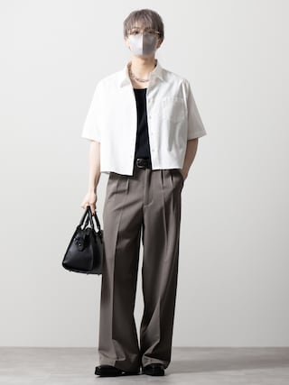 「CLEL(クレイル)の【CLEL】Royal Oxford Short Sleeve Cropped Shirt / ロイヤルオックスフォード 半袖クロップドシャツ(シャツ/ブラウス)」を使った、MASAKIさん(メンズ・168cm)の夏コーディネート