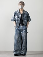 CLEL】Foil Print Trucker Design Denim Shirt / 箔プリント