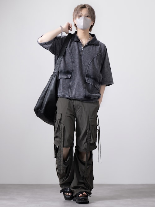 【CLEL】Heavy Weight Vintage Design Short Sleeve Half Zip T-shirts / ヘビーウェイトヴィンテージデザイン半袖ハーフジップTシャツ