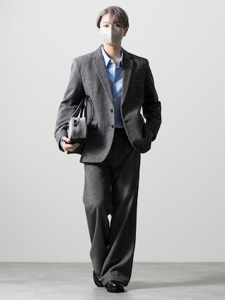 「CLEL(クレイル)の【CLEL】Wool Blend Herringbone Tweed Tailored Jacket / ウールブレンド ヘリンボーンツイードテーラードジャケット【セットアップ対応】(テーラードジャケット)」を使った、MASAKIさん(メンズ・168cm)の秋コーディネート