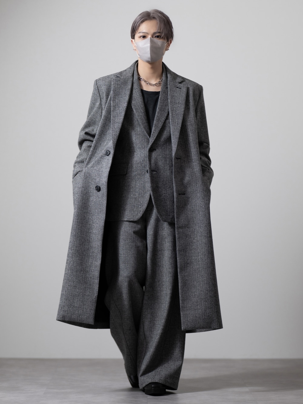CLEL】Wool Blend Herringbone Tweed Tailored Jacket / ウール