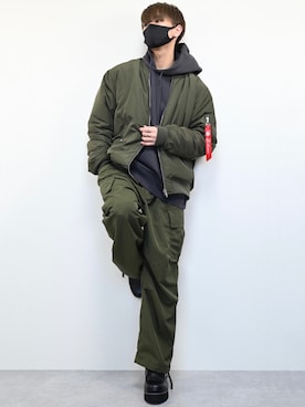 「URBAN RESEARCH Sonny Label（アーバンリサーチサニーレーベル）のアイテム（MA-1）」を使った、MASAKIさん（メンズ・168cm）の冬コーディネート