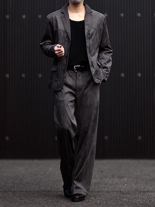 「CLEL(クレイル)の【CLEL】Double Tech Fade Jacket / ダブルテックフェード ジャケット【セットアップ対応】(テーラードジャケット)」を使った、MASAKIさん(メンズ・168cm)の秋コーディネート