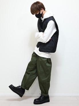 「green label relaxing（グリーンレーベルリラクシング）の【WEB限定】＜GLR/ -or（ジーエルアール オア）＞キルティング ベスト -ユニセックス-（ベスト）」を使った、MASAKIさん（メンズ・168cm）の秋コーディネート