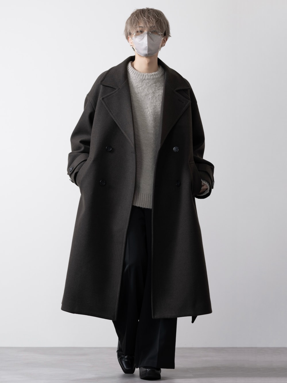 【CLEL 】 テック メルトン ルーズ ダブルチェスターコート トレンチコート CLEL】Tech Melton Loose Double Chester Court/テックメルトン