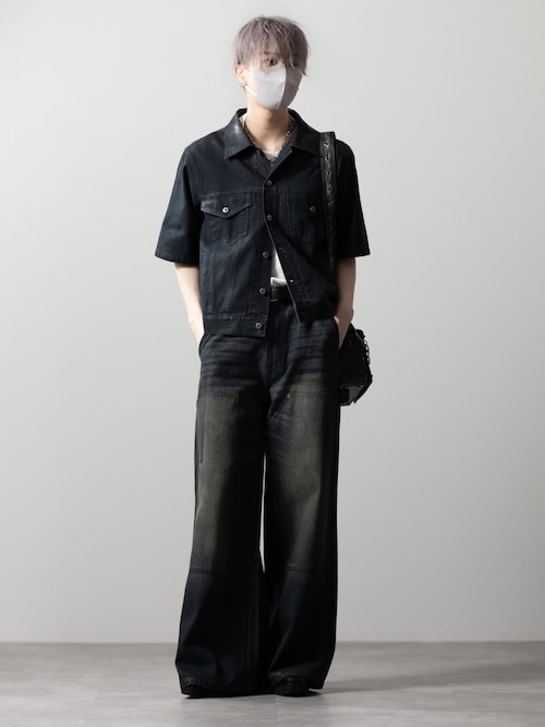 CLEL】Foil Print Double Knee Denim Pants / 箔プリント ダブルニー