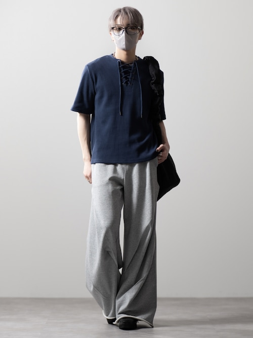 「CLEL（クレイル）の【CLEL】Functional Thermal Lace-Up Short Sleeve T-Shirt / ファンクショナリー サーマルレースアップ半袖Tシャツ（Tシャツ/カットソー）」を使った、MASAKIさん（メンズ・168cm）の春コーディネート